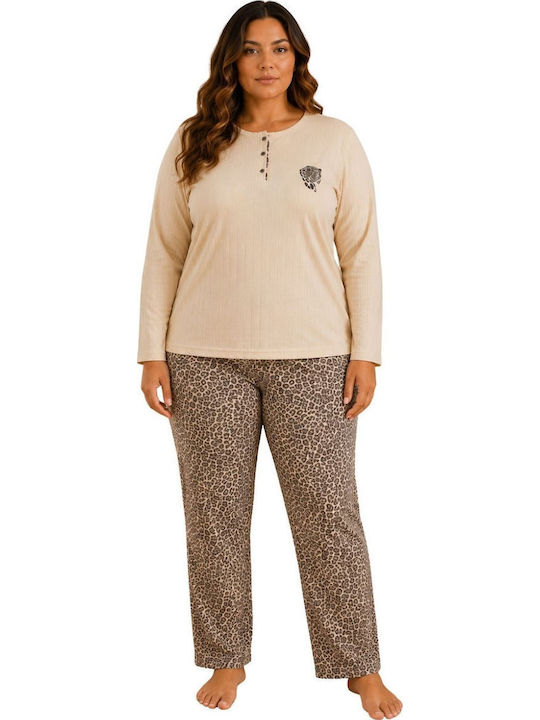 Lindros Winter Women's Pyjama Set Leopard