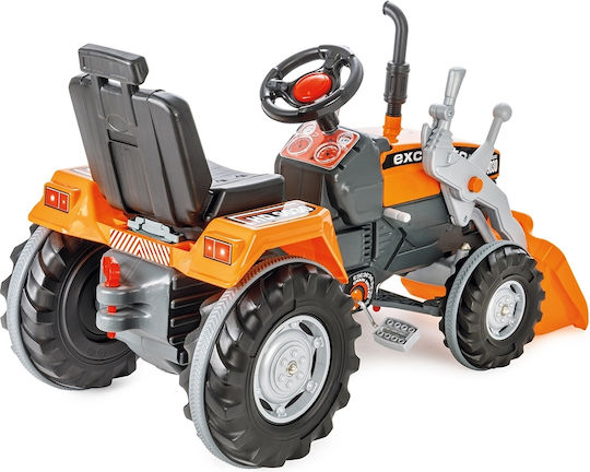 Excavator Pentru Copii Super De La Picior La Podea cu Pedale Portocaliu pentru 3+ Ani