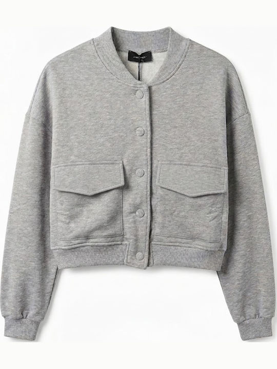 Kurze Damen-Strickjacke Grau