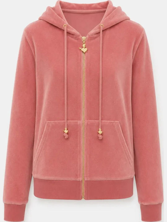 Women's Zip-Up Cardigan Pink