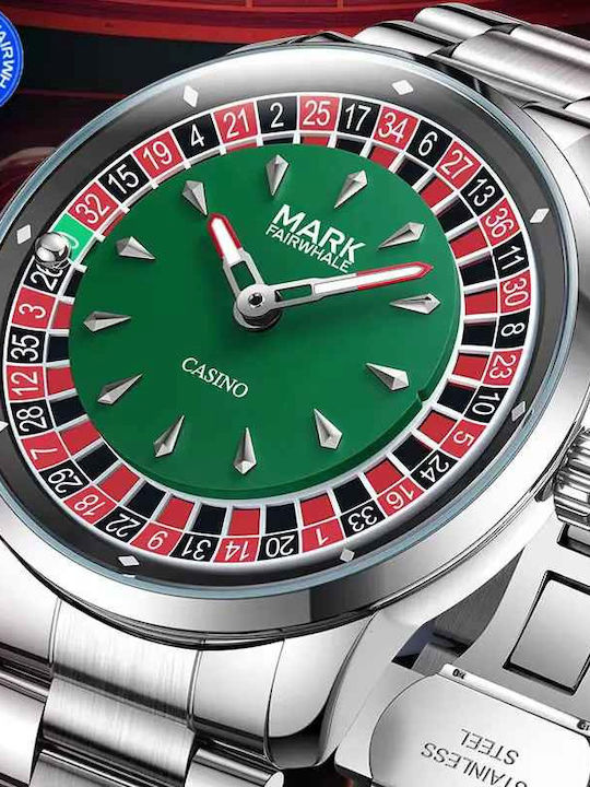 Mark Fairwhale Fw- Ceas Bărbătesc 43mm Cu Baterie Cu Brățară Metalică Transparentă