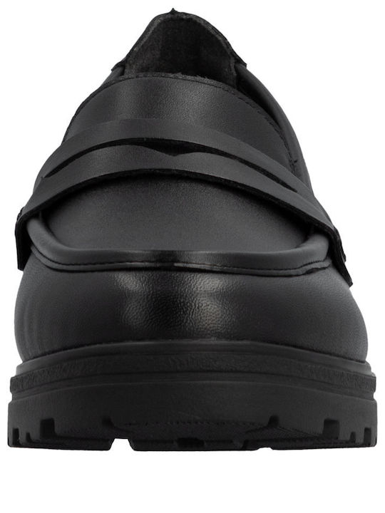 Damen Mokassins Aus Leder in Schwarz Farbe