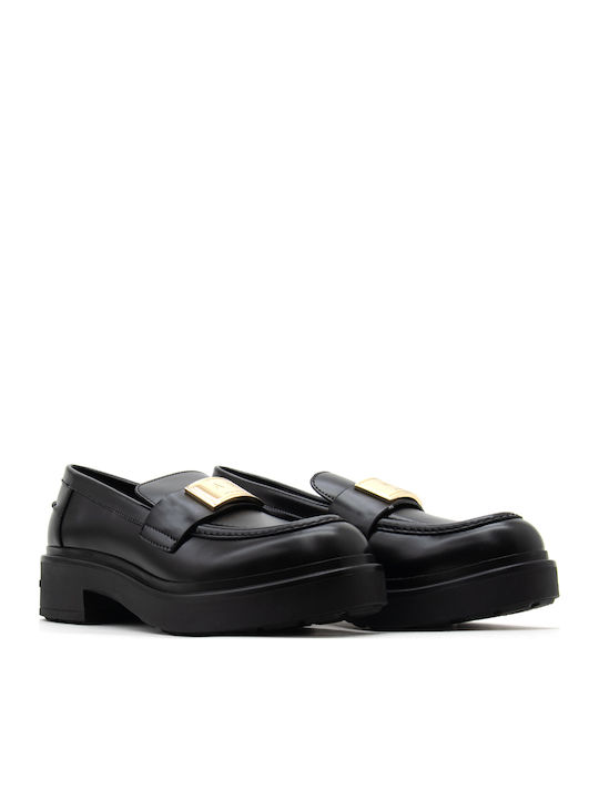 Leather Women's Loafers in Black Colour