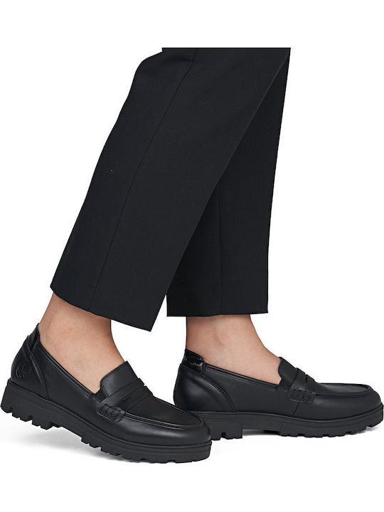 Damen Mokassins Aus Leder in Schwarz Farbe