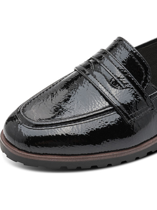 Mocasini Dama Loafers Din Lac În Culoare Neagră