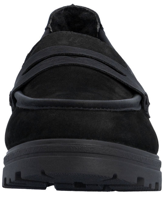 Damen Mokassins aus Leder in Schwarz Farbe