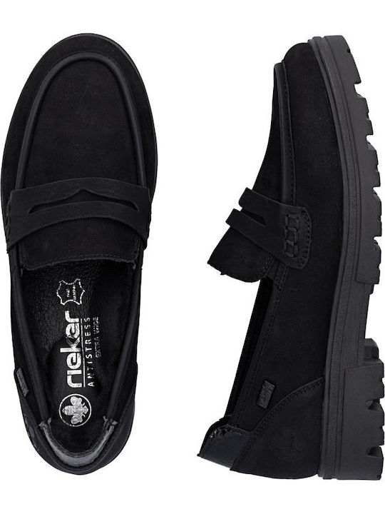 Damen Mokassins aus Leder in Schwarz Farbe