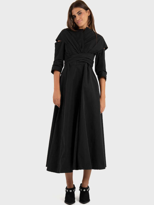 Midi Φόρεμα Κρουαζέ Black