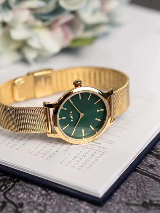 Timex Дамски Часовник 31mm Кварцов с Златна Стоманена Браслет