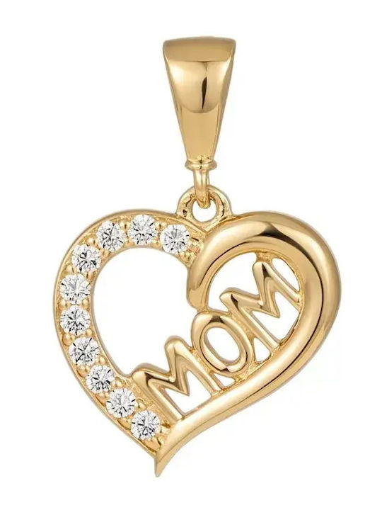 Heart Charm in 9K Gold with Zircon