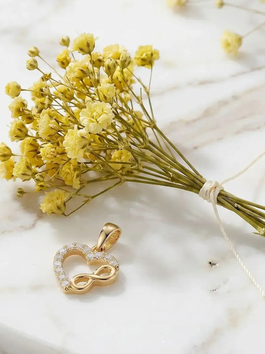 Heart Charm in 14K Gold with Zircon