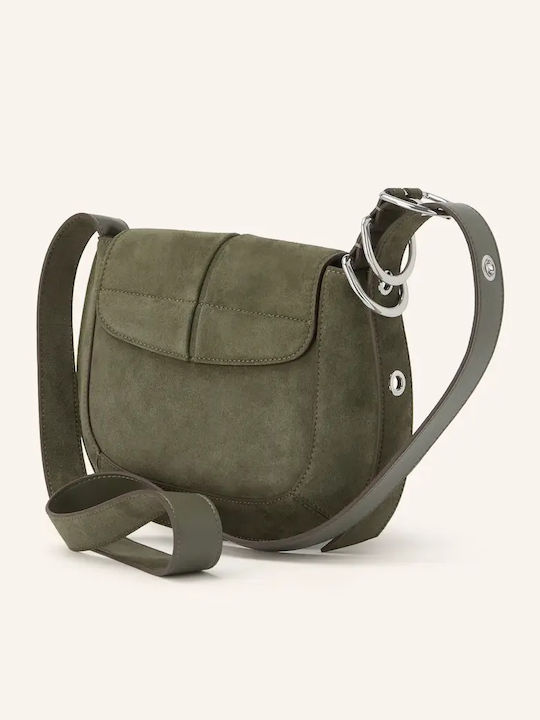 Clarise Saddle Дамска кожена чанта през рамо Зелена