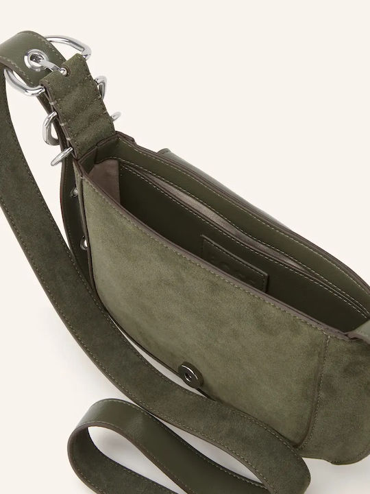 Clarise Saddle Дамска кожена чанта през рамо Зелена