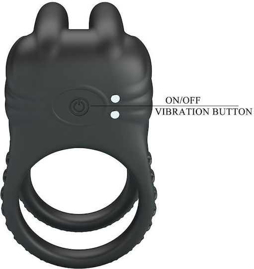 Pretty Love Sini Rechargeable Vibrating Cock Ring 10 Functions Black