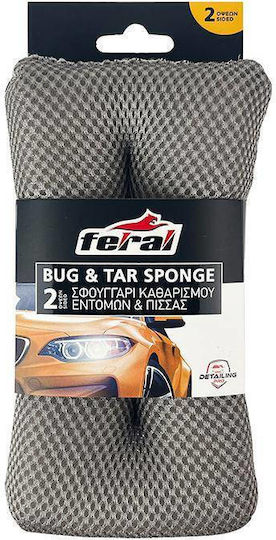 Set Reinigung Insekten Reiniger Gel Feral 500ml & Schwamm Detailing Pro Zwei Seiten 16.5x9x3.8cm Grau