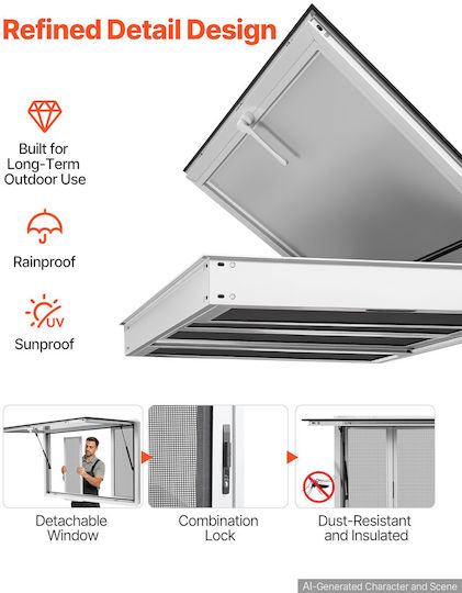 Vevor Concession Window 1143x762mm Aluminum Alloy Food Truck Service Window Base Up To 85 Degrees 4 Sliding Windows Awning Door Hook Water Resistant