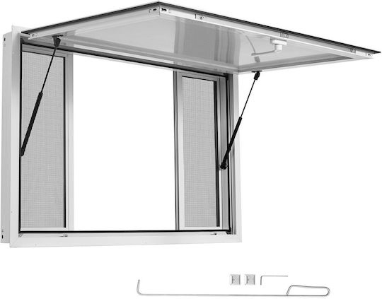 Vevor Concession Window 1143x762mm Aluminum Alloy Food Truck Service Window Base Up To 85 Degrees 4 Sliding Windows Awning Door Hook Water Resistant