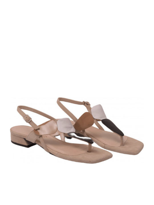 Suede Damen Sandalen Beige 7471-Tricolore-MT