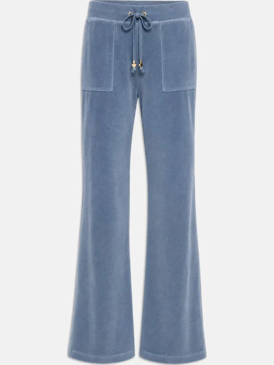 Velvet Sweatpants Blue Grey