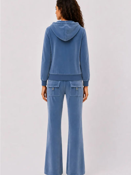Velvet Sweatpants Blue Grey