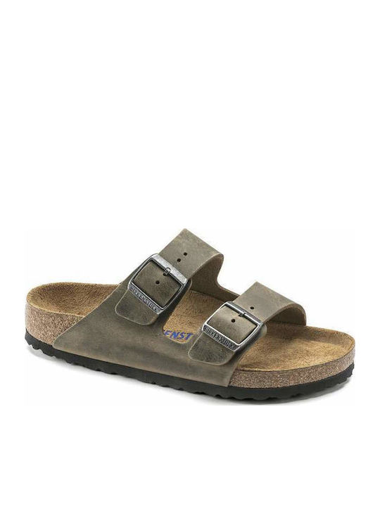 Arizona Soft Footbed Oiled Leather Leder Herrensandalen Faded Khaki Regelmäßig Passform