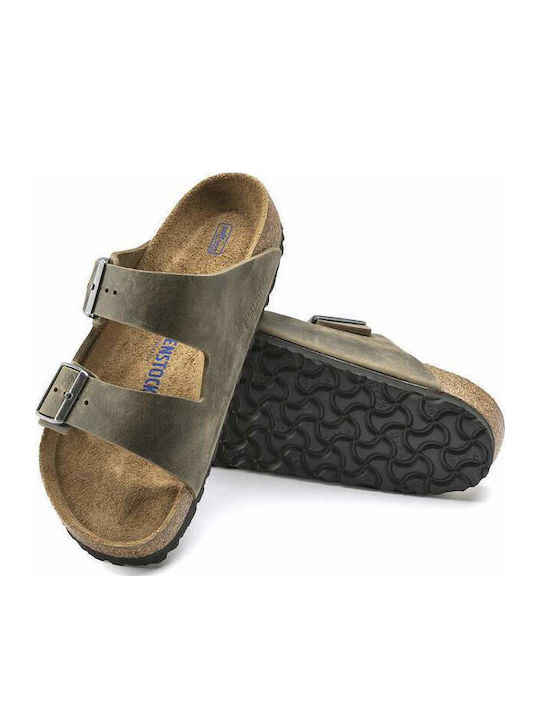 Arizona Soft Footbed Oiled Leather Leder Herrensandalen Faded Khaki Regelmäßig Passform