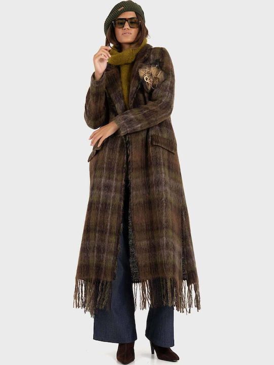 Дамско Палто Tartan с Бутони