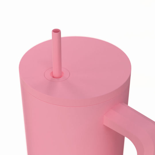 Estia Straw Tumbler XL Save the Aegean Рециклируем Чаша с дръжка Термос Неръждаема стомана Без BPA 900мл Blossom Rose с Сламка и Дръжка