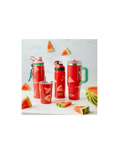 Nava "we Care" Термочаша Неръждаема Стомана / Пластмаса Без BPA 350ml Watermelon Със Сламка