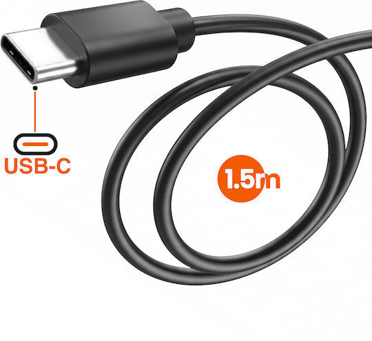 Linq Mouse cu fir USB-C pentru PC MacBook 1200 DPI senzor optic cablu de 1.5 m negru