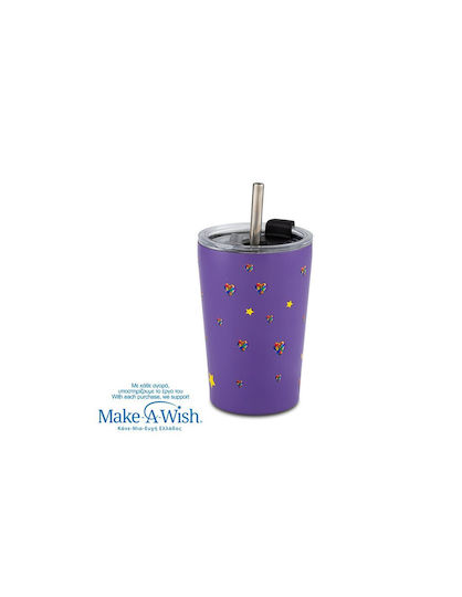 Nava "we Care" Ποτήρι Θερμός Ανοξείδωτο / Πλαστικό BPA Free 350ml Purple Unicorn με Καλαμάκι