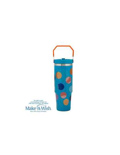 Nava "we Care" Чаша с дръжка Термос Неръждаема стомана 900 мл Color Dots със сламка и дръжка
