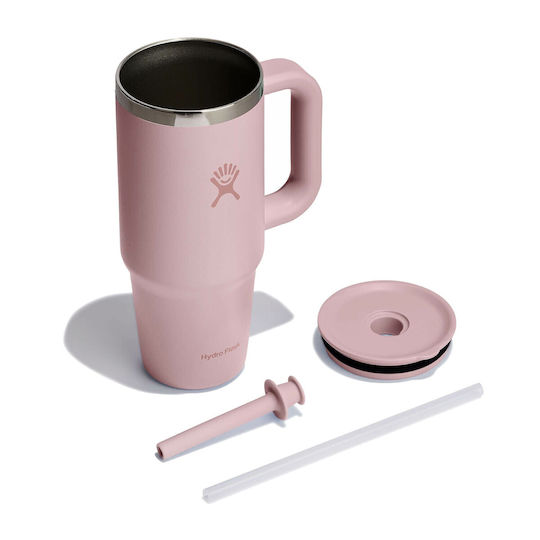 Hydro Flask Handled Tumbler Thermos 710ml Thermos All Around Travel Tumbler Trillium with Straw and Handle