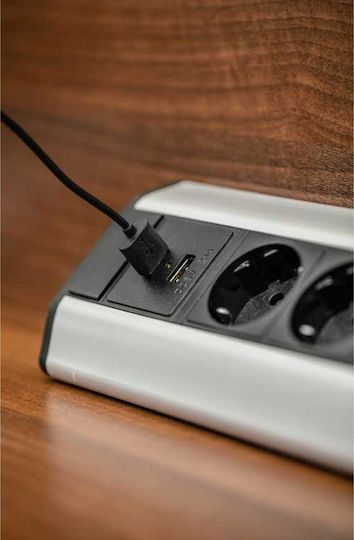 Design Light Steckdosenleiste mit 2 Steckdosen, 2 USB-A-Anschlüssen, USB-C und 1,8 m Kabel