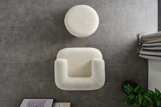 Πολυθρόνα με Υποπόδιο Λευκό 70x70x40cm