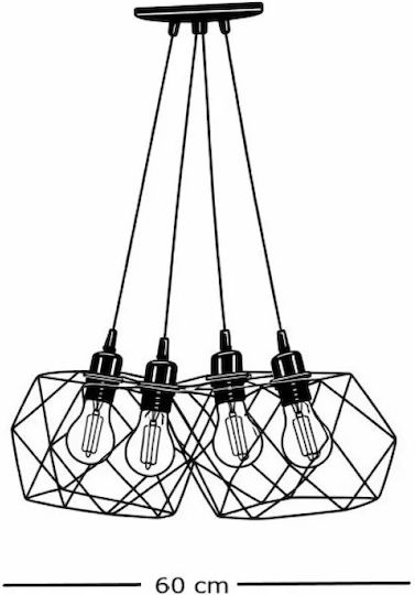 NG Santas Deckenleuchte Schwarz für 4 Lampenbirnensockel E27 60x80cm