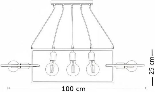 NG Santas Deckenleuchte Grau Schiene für 5 Lampenbirnensockel E27 100x25cm