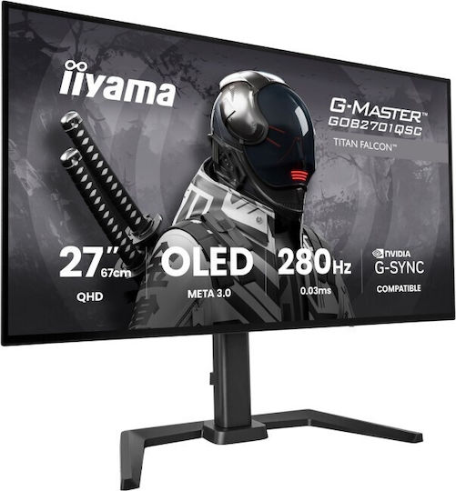 Iiyama G-Master GOB2701QSC-B1 Titan Falcon OLED HDR Gaming Monitor 27" QHD 2560x1440 280Hz with Response Time 0.03ms GTG