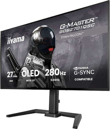 Iiyama G-Master GOB2701QSC-B1 Titan Falcon OLED HDR Gaming Monitor 27" QHD 2560x1440 280Hz with Response Time 0.03ms GTG