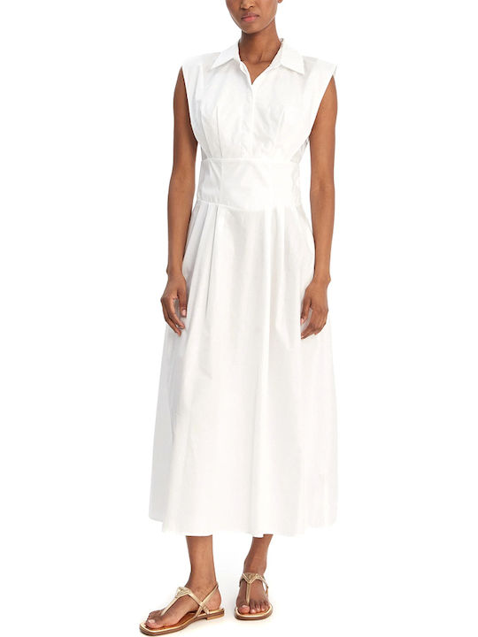Summer Midi Shirt Dress White
