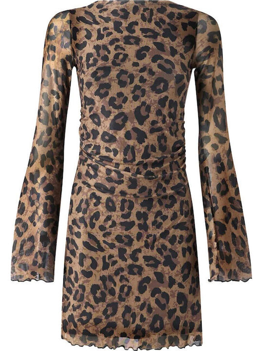 Mini Evening Dress with Mesh Tigers Eye