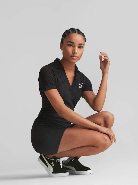 Classics Summer Mini Athletic Dress Short Sleeve Black