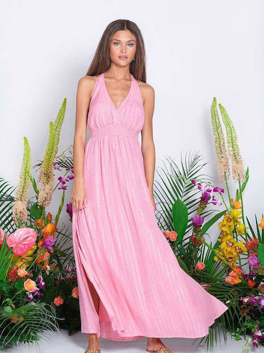 Summer Maxi Slip Dress Pink