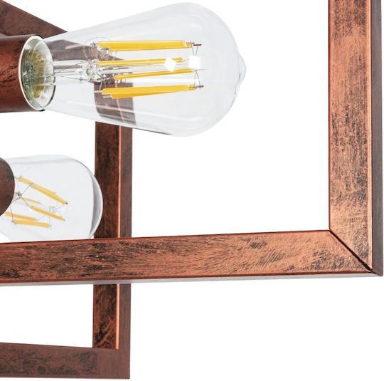 GloboStar Loop Hängelampe Braun für 4 Lampen E27 52x52x42cm.
