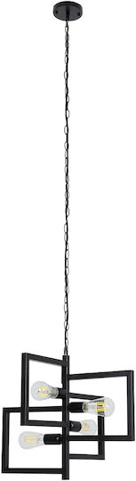 GloboStar Loop Hängelampe Schwarz für 4 Lampen E27 52x52x42cm.