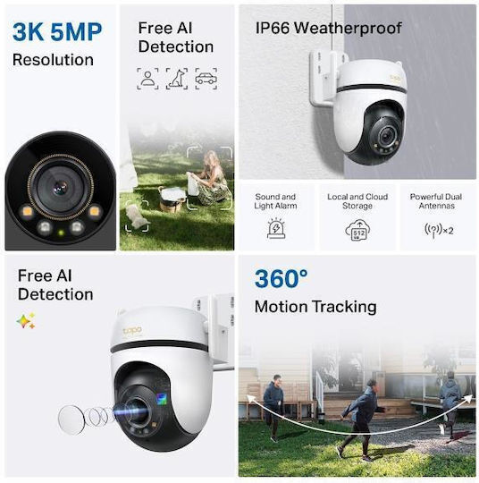 TP-LINK Tapo C530WS v2 IP Камера за видеонаблюдение Full HD+ 5MP Водоустойчива с обектив 4mm