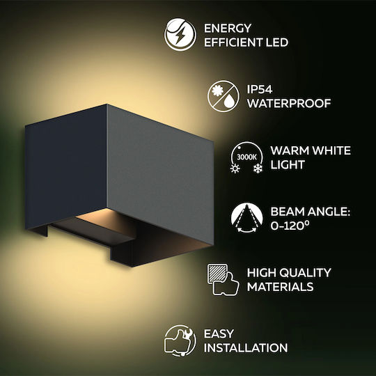 Lampa Calex Venice Стенно Външно Осветително Тяло LED IP54 7W с Топло бяло Светлина Двоен лъч