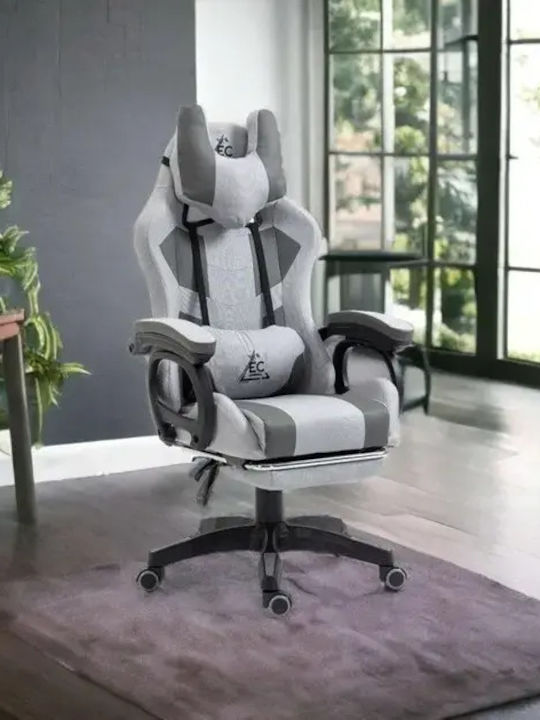 Scaun Gaming din Piele Sintetica cu Suport de Picioare Gri