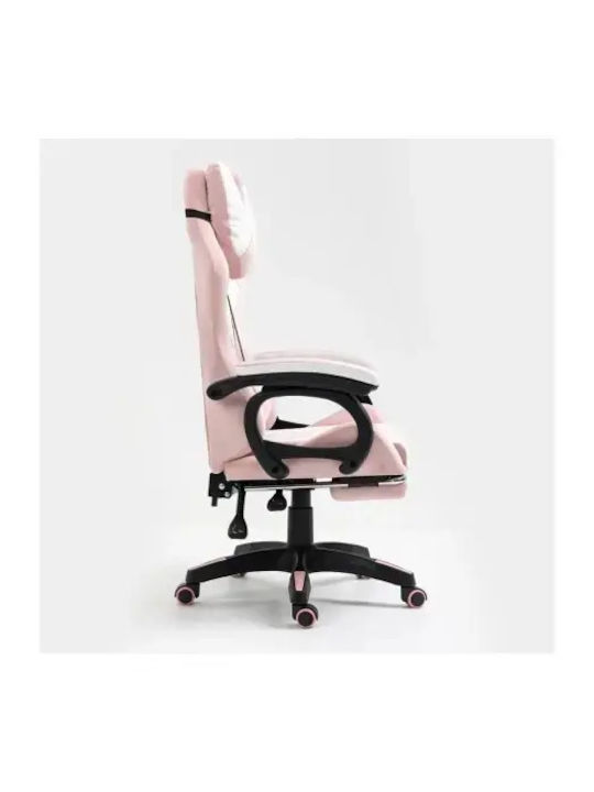 Scaun Gaming din Piele Sintetică cu Suport de Picioare Roz