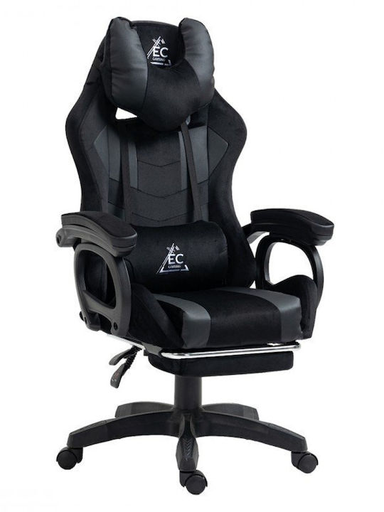 Scaun Gaming din Piele Sintetică cu Suport de Picioare Negru